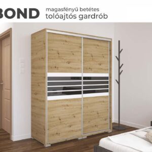 Bond tolóajtós gardrób magasfényű betéttel