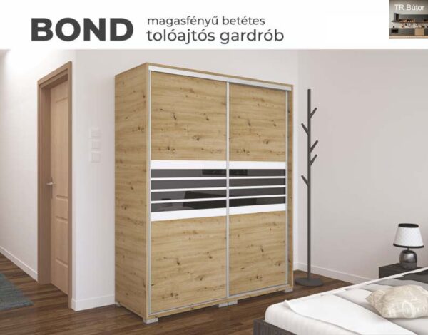 Bond tolóajtós gardrób magasfényű betéttel