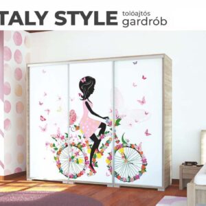 Italy style tolóajtós gardrób Üveges Ajtó mintákkal