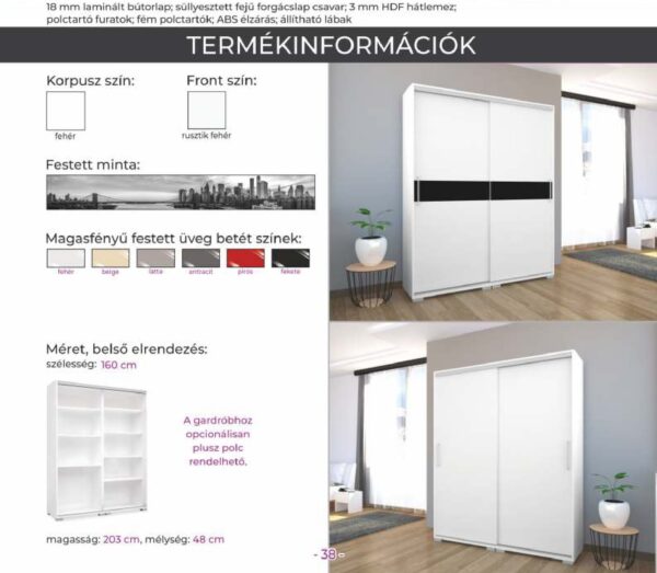 City tolóajtós gardrób Grafikával - Image 2